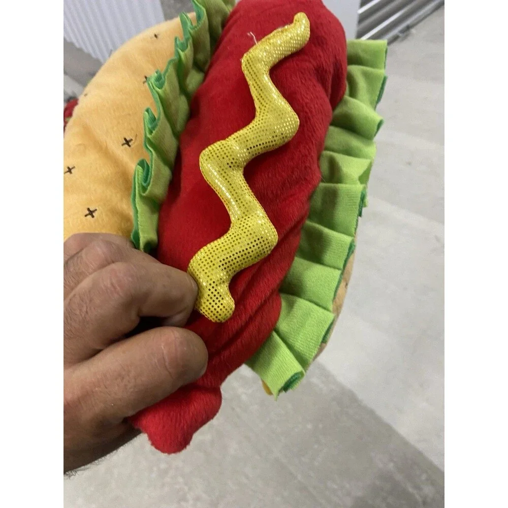Halloween Pet Costume Plush Hot Dog on Mustard - Small Funny Outfit